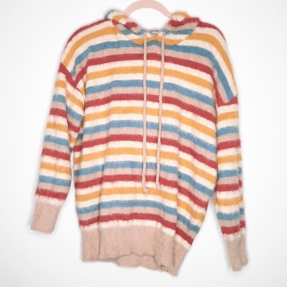Anthropologie Oliver by Escio Multi Colored Striped Hoodie Sweater M - Picture 2 of 5